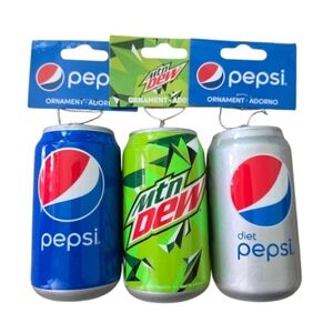 3pc Food Ornaments Pepsi Diet Pepsi & Mtn Dew